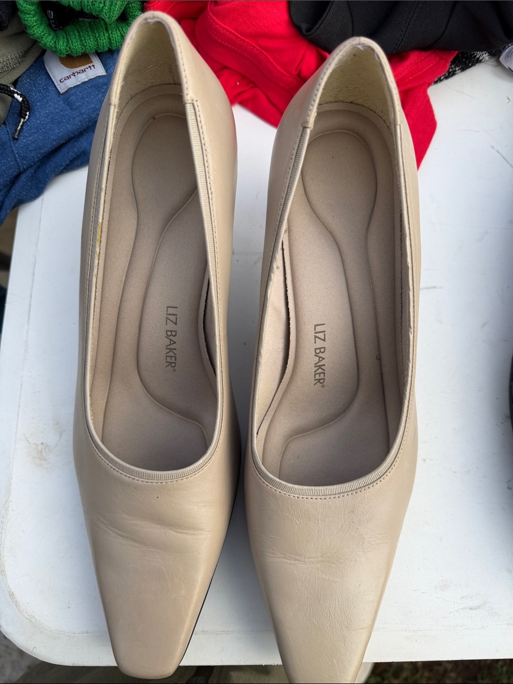 Liz Baker Beige Pointed-Toe Pumps